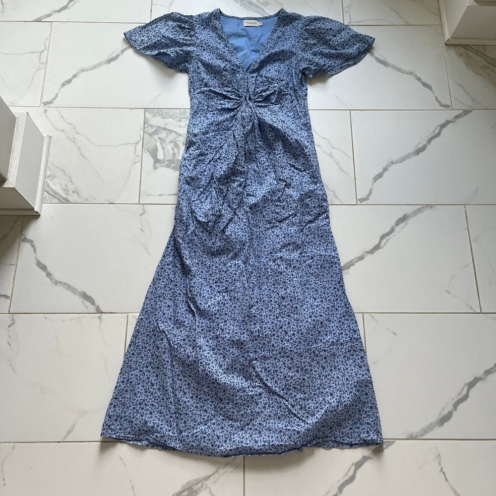 Renata by Renata Gasparian blue floral maxi dress keyhole chest detail sz small
